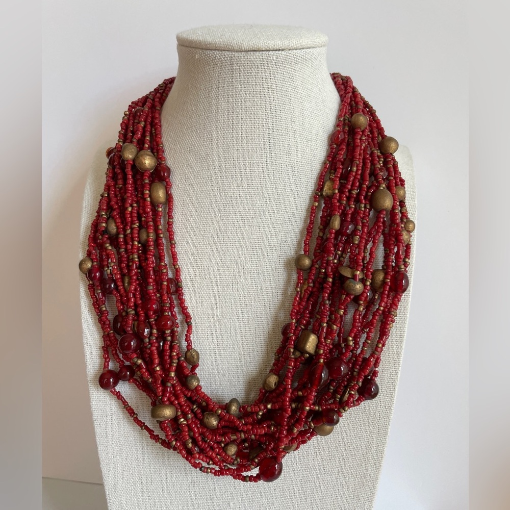 Hot Tamale Multistrand Beaded Necklace